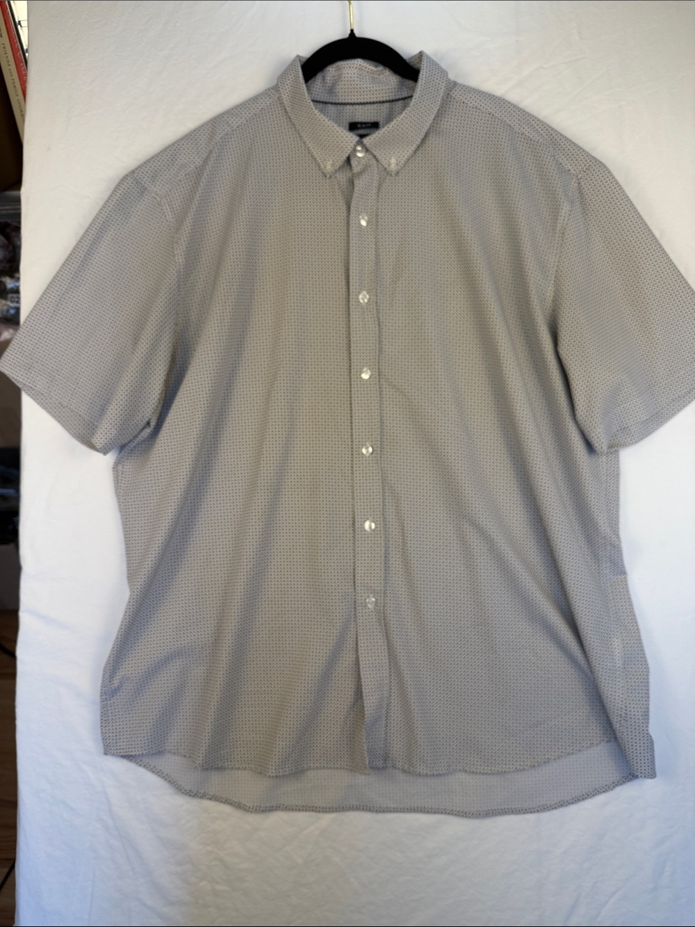Kenneth Cole Awearness Slim Fit Short-Sleeve Button-Down Light Gray Sz XXL